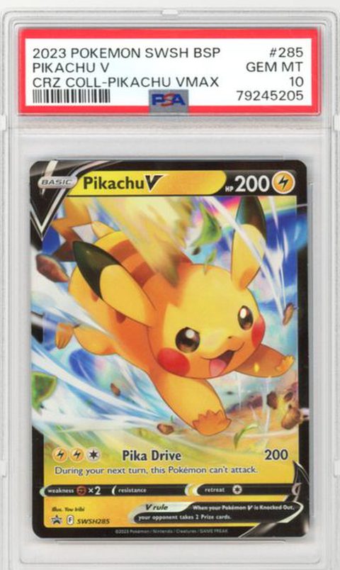 Pikachu V Crown Zenith · SWSH Black Star Promo #285 PSA 10